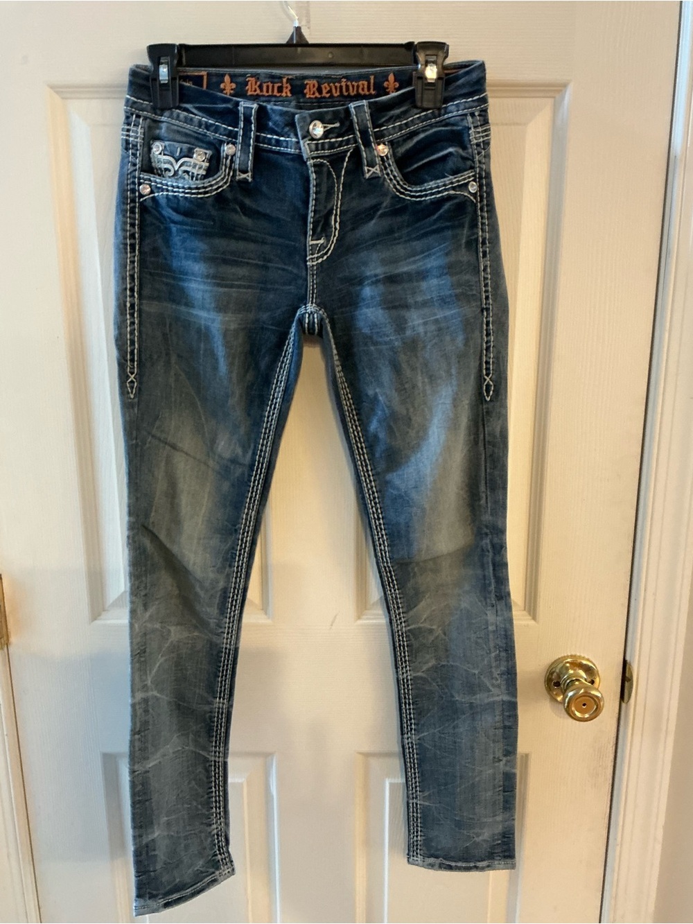 Rock Revival Festival Boho Mid Rise Ankle Skinny Jeans Kyla SZ 25 Cowgirl Rodeo - Picture 4 of 16